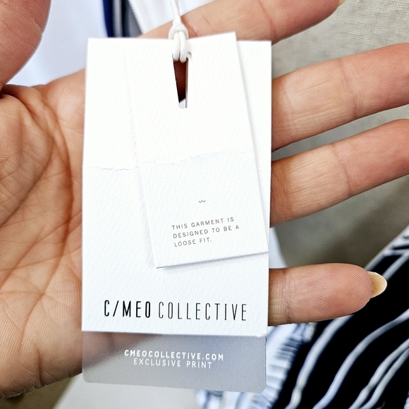 NWT C/Meo Collective Night Air Blouse Navy Grid size Large - Picture 8 of 10